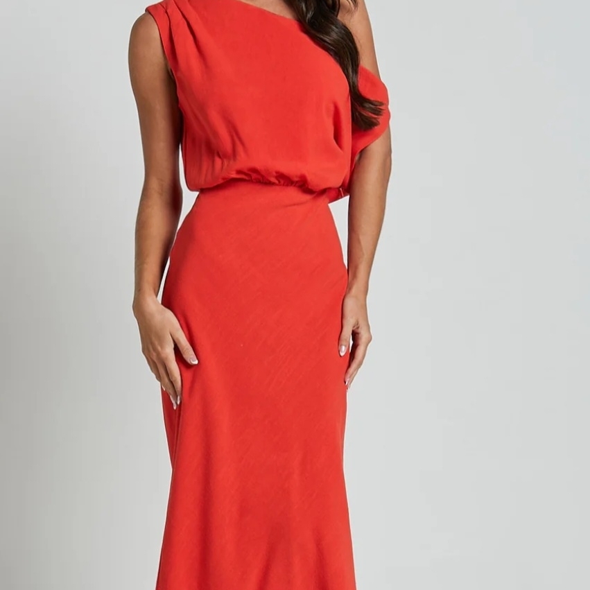 Showpo Vibrant Red One-Shoulder Dress